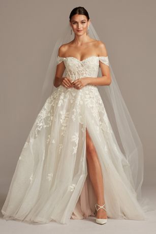 As Is Floral Wedding Dress with Removable Sleeves