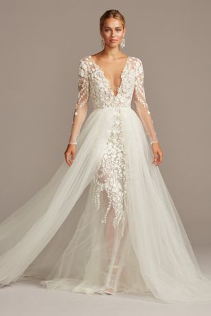 As Is Embroidered Illusion Bodysuit Wedding Dress