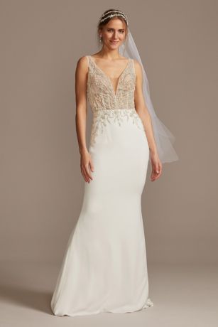 As Is Beaded Corset Crepe Wedding Dress