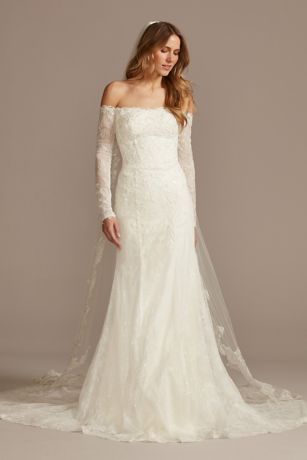 As Is Long Sleeve Off Shoulder Wedding Dress