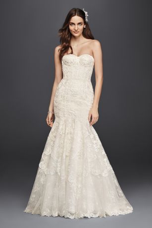 As Is Corseted Petite Mermaid Lace Wedding Dress