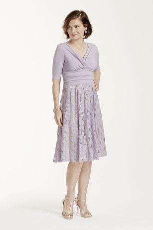 3/4 Sleeve Jersey Top with Lace A-Line Skirt