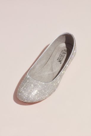 Allover Crystal Ballet Flats with Satin Piping