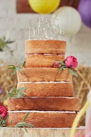 Wooden Best Day Ever Cake Topper