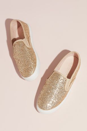 Allover Glitter Slip-On Sneakers with Rubber Sole