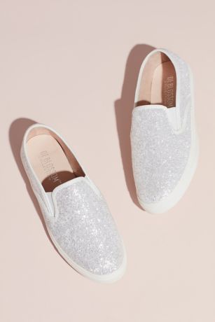 Allover Glitter Slip-On Sneakers with Rubber Sole