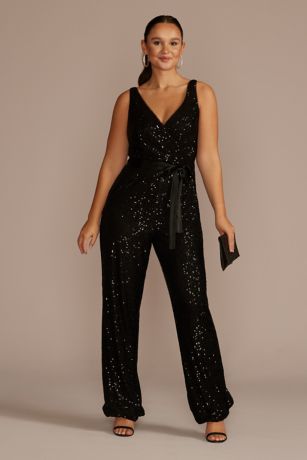 Allover Sequin V-Neck Tank Jumpsuit