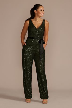 Allover Sequin V-Neck Tank Jumpsuit