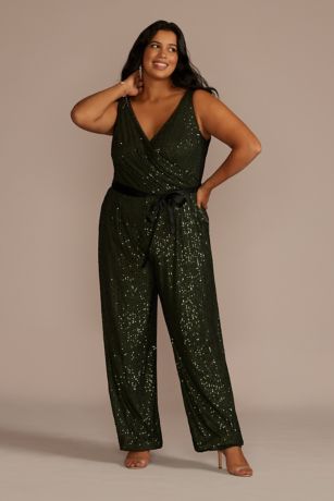 Allover Sequin V-Neck Tank Jumpsuit