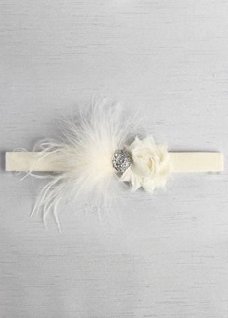 Velvet Elastic Garter with Feathers and  Brooch