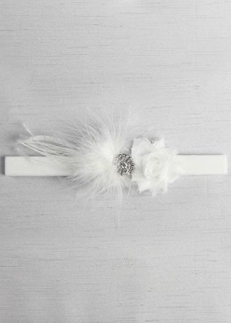 Velvet Elastic Garter with Feathers and  Brooch