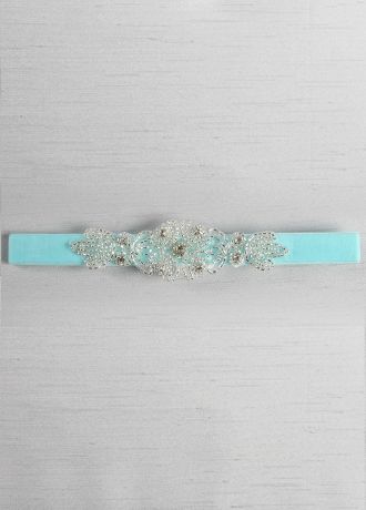 Velvet Elastic Garter with Rhinestone Applique