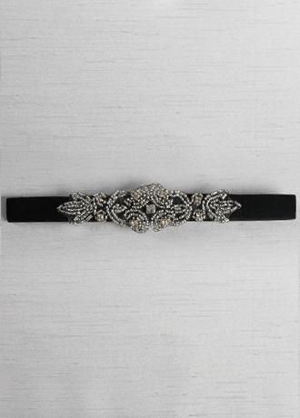 Velvet Elastic Garter with Rhinestone Applique