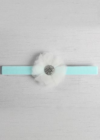 Velvet Elastic Garter with Organza Flower Brooch