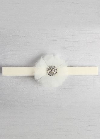 Velvet Elastic Garter with Organza Flower Brooch