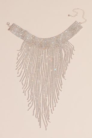 Allover AB Crystal Choker with Plunging Fringe