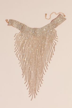 Allover AB Crystal Choker with Plunging Fringe