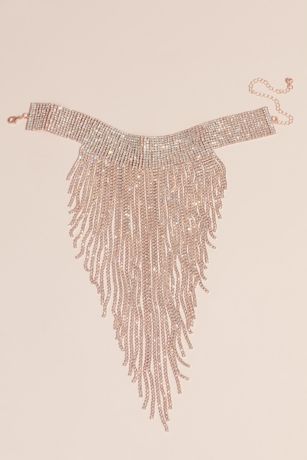 Allover AB Crystal Choker with Plunging Fringe