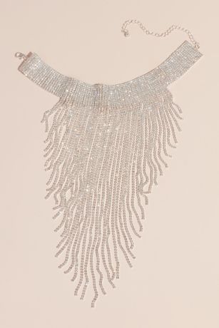 Allover AB Crystal Choker with Plunging Fringe