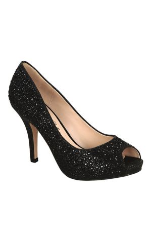 Allover Crystal Peep Toe Heel