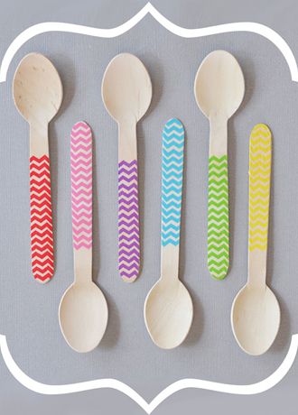 Wooden Chevron Spoons Set of 20