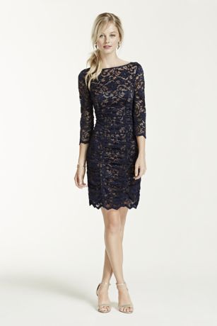 3/4 Sleeve Ruched Lace Dress