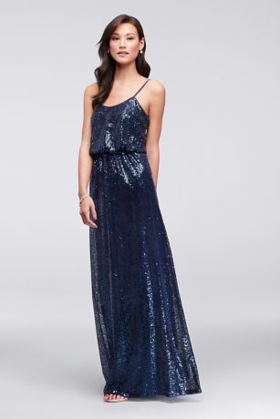 Allover Sequin Blouson Tank Bridesmaid Dress