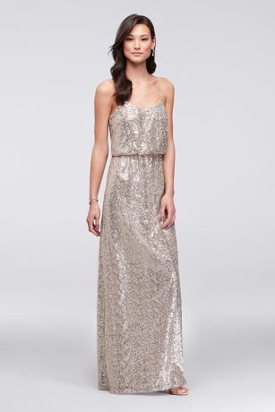 Allover Sequin Blouson Tank Bridesmaid Dress