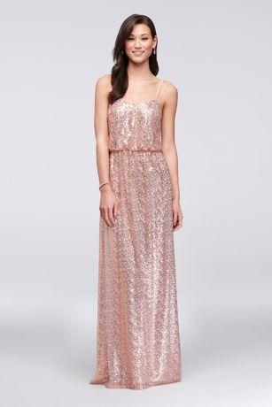 Allover Sequin Blouson Tank Bridesmaid Dress