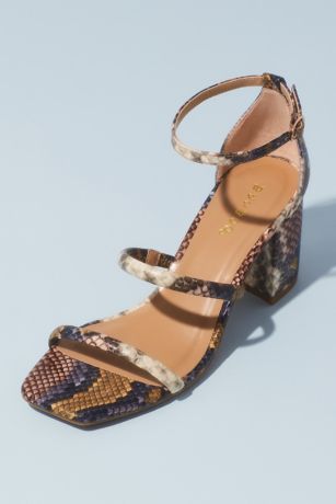 Animal-Print Square-Toe Block Heel Sandals