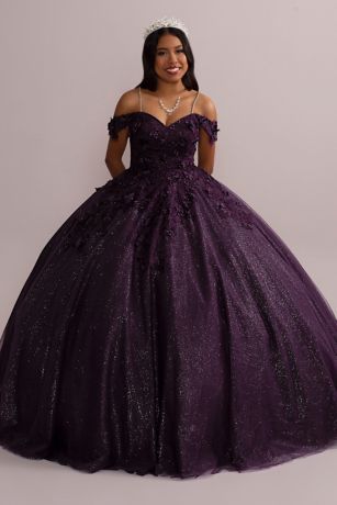 3D Floral Quince Gown with Detachable Sleeves