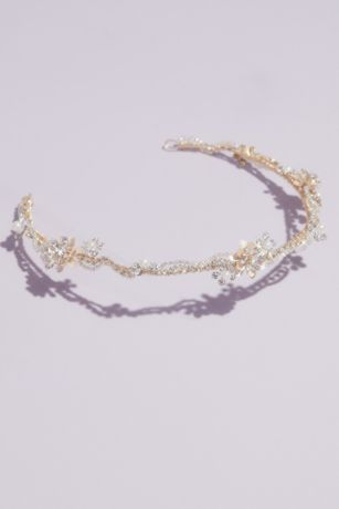 Wavy Crystal and Pearl Cluster Headband