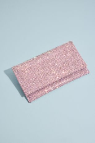 Allover Iridescent Crystal Envelope Clutch