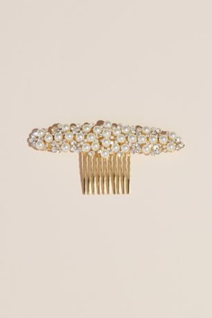 Wide Pearl and Crystal Comb