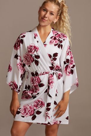 Wine Roses Floral Robe