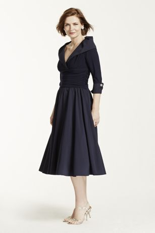 3/4 Sleeve Portrait Collar Jersey Dress