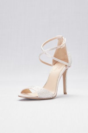 All-Over Crystal Satin High Heel Sandals