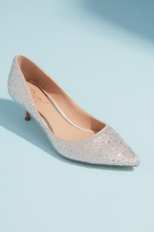 Allover Crystal Almond Toe Kitten Heels