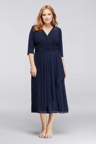 3/4 Sleeve Short Jersey Dress with Shirred Waist