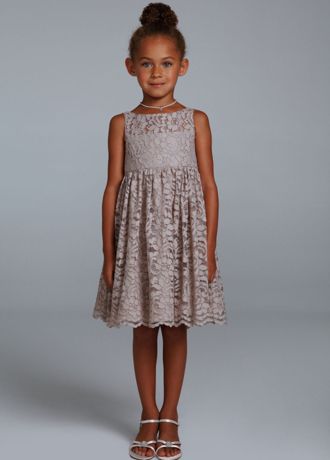 All Over Lace A-Line Dress with Illusion Neckline