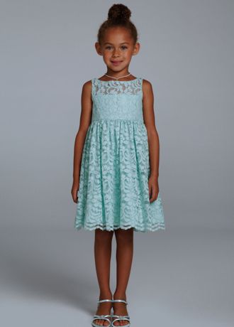 All Over Lace A-Line Dress with Illusion Neckline