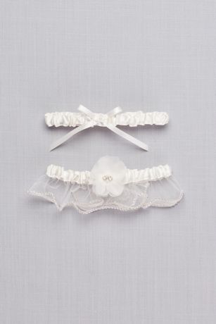 Adjustable Embellished Satin Garter Set