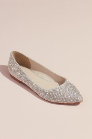 Allover Crystal Metallic Almond-Toe Flats