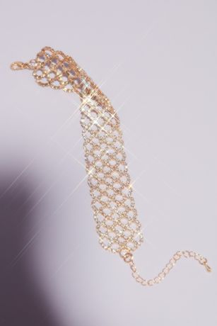 Woven Pave Crystal Bracelet with Scalloped Trim