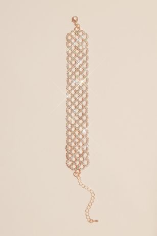 Woven Pave Crystal Bracelet with Scalloped Trim