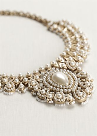 Woven Bead and Pearl Statement Necklace