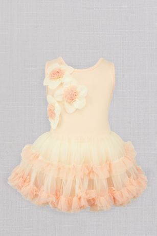 3D Floral Ruffled Petticoat Flower Girl Dress