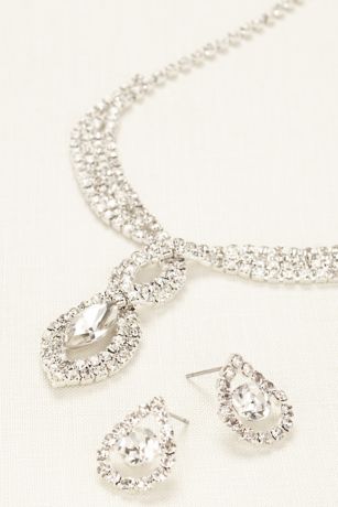 Woven Pave Crystal Necklace and Earring Set