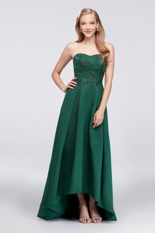 Appliqued Faille High-Low Bridesmaid Dress