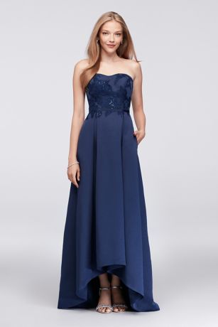 Appliqued Faille High-Low Bridesmaid Dress